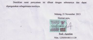 Fakta Penting Mengenai Tanda Tangan Di Atas Meterai Libera 13 Tahun 1985 tentang Bea Meterai UU BeaMeterai menyatakan bahwa surat perjanjian dan surat-surat lainnya yang dibuat dengan tujuan untuk digunakan sebagai alat pembuktian mengenai perbuatan kenyataan atau keadaan yang bersifat perdata dikenakan Bea Meterai.